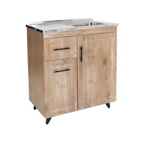 Mueble lavaplatos 80 cm + 3 espacios café Domsa