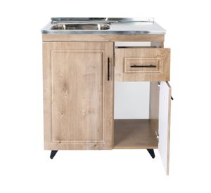 Mueble lavaplatos 50 cm + 3 espacios café Domsa