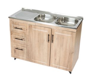 Mueble lavaplatos 50 cm + 4 espacios café Domsa