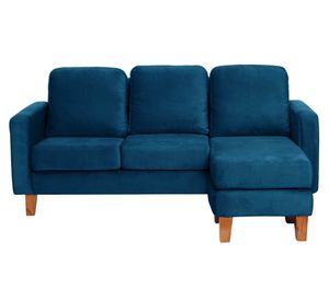 Sofá seccional Venecia velvet azul petróleo