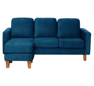 Sofá seccional Venecia velvet azul petróleo