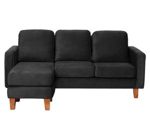 Sofá seccional Venecia velvet negro