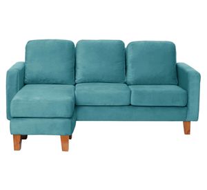 Sofá seccional Venecia velvet turquesa