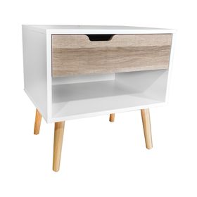 Velador Florencia blanco/natural 50x50x39 cm