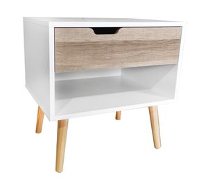 Velador Florencia blanco/natural 50x50x39 cm