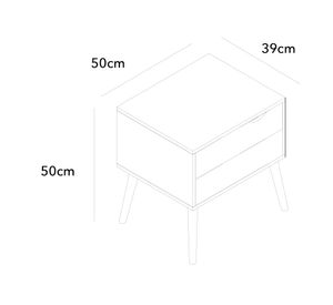 Velador Florencia blanco/natural 50x50x39 cm