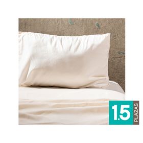 Juego de sábana 1.5 plazas microfibra Lisas crudo