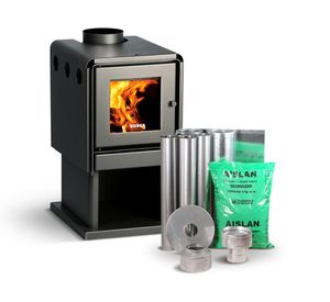 Estufa a leña Limit 480 gris 14 kW + kit de instalación