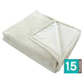 Frazada Flannel beige 1.5 plazas