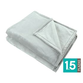 Frazada Flannel gris 1.5 plazas