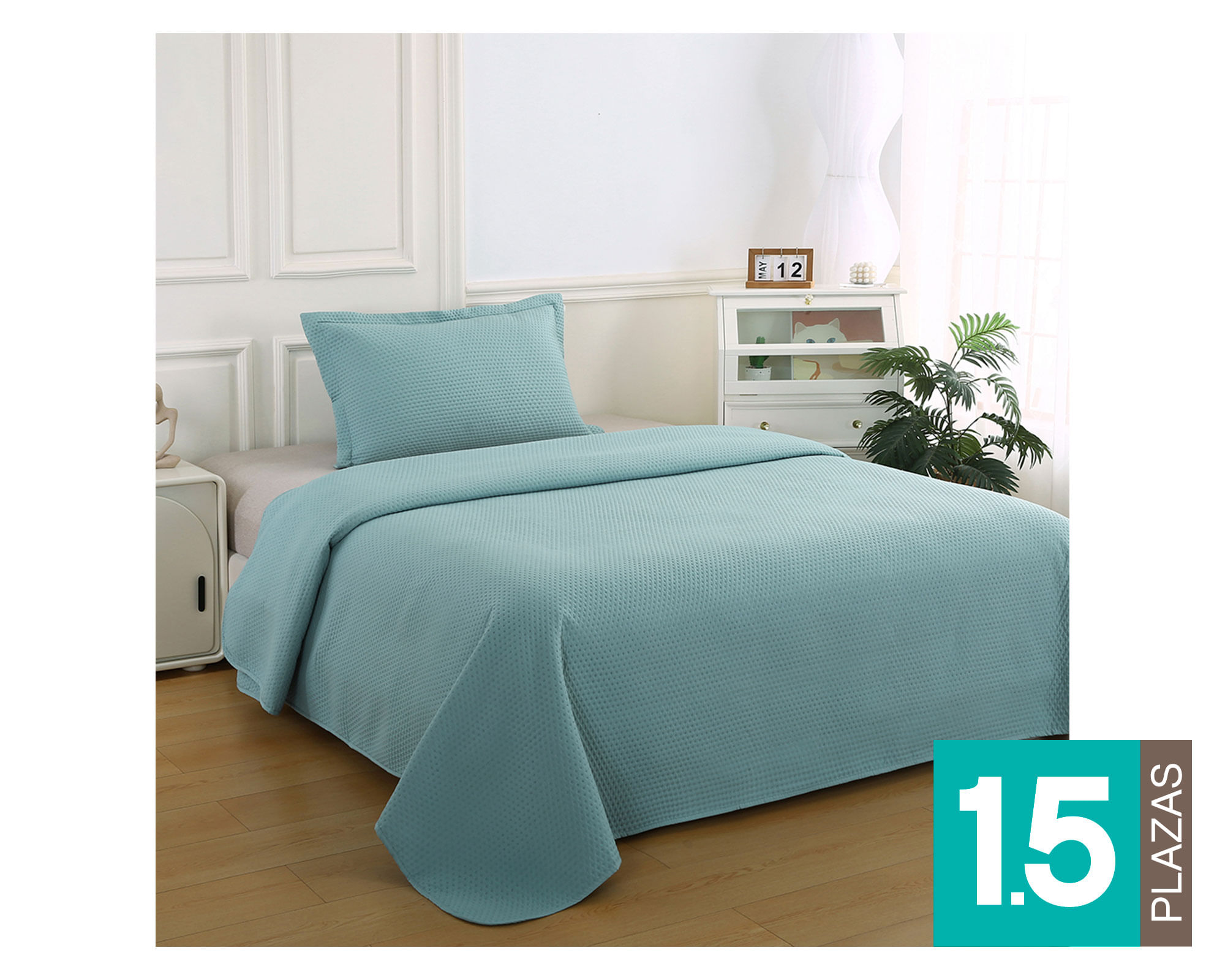 Idetex Quilt Atenas celeste 1.5 plazas