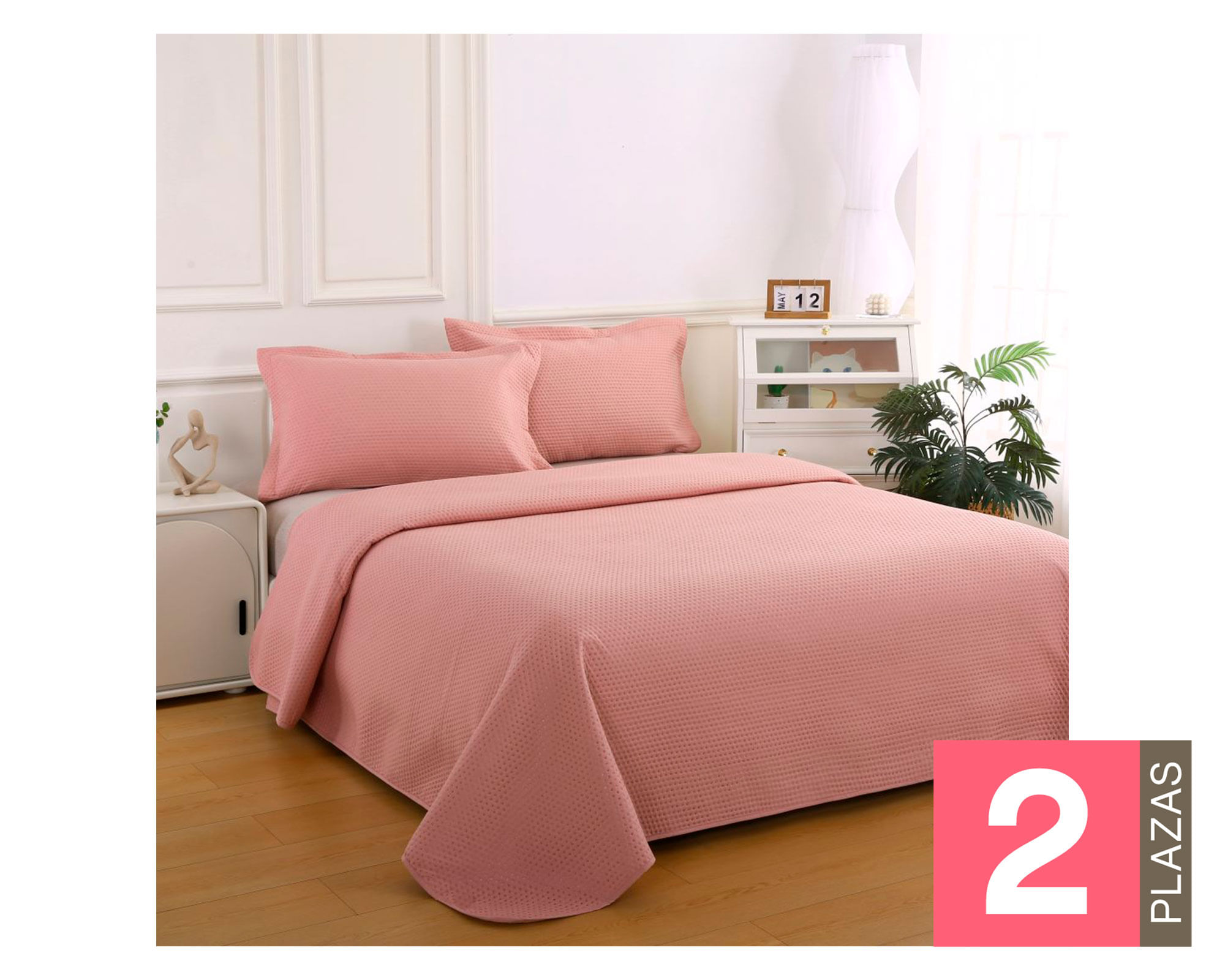 Idetex Quilt Atenas rosado 2 plazas