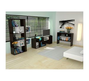 Rack extensible TV 40'' + biblioteca cubo + arrimo Beijing wengue TuHome