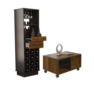 Mesa de centro + bar Classic caramelo/wengue TuHome