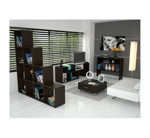 Rack TV 40'' + mesa centro + biblioteca + arrimo Beijing wengue TuHome