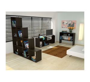 Rack extensible TV 40'' + biblioteca escalera + arrimo Beijing wengue TuHome