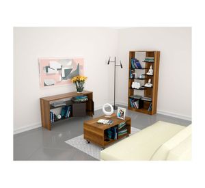 Mesa de centro + arrimo + biblioteca Classic caramelo/wengue TuHome