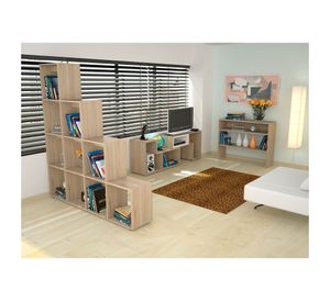 Rack extensible TV 40'' + biblioteca + arrimo Beijing rovere TuHome