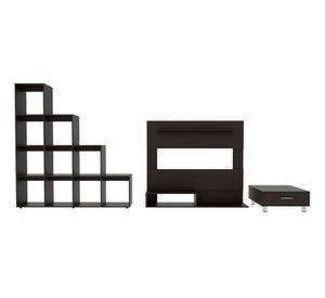 Panel TV 55'' + mesa centro + biblioteca escalera Beijing wengue TuHome