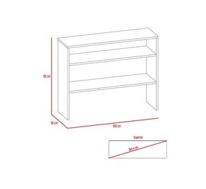 Mesa de centro TV 40'' + rack extensible + biblioteca+ arrimo Beijing rovere TuHome