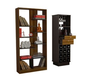 Biblioteca + bar Classic caramelo/wengue TuHome