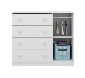 Cómoda 4 cajones 1 puerta Pixie blanco Kidscool