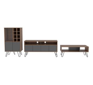 Rack TV 55'' + bar + mesa de centro Vassel miel/plomo TuHome