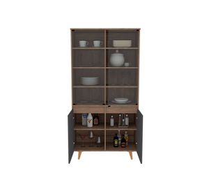 Rack TV 60'' + vitrina + buffet + mesa de centro Salem miel/plomo TuHome