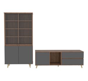 Rack TV 60'' + vitrina Salem miel/plomo TuHome