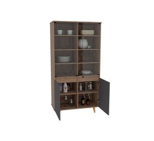 Rack TV 60'' + vitrina Salem miel/plomo TuHome