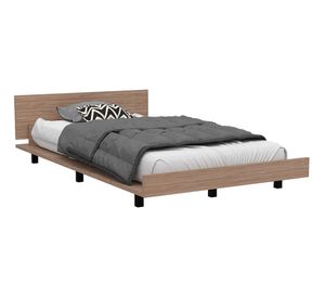 Cama 1,5 plazas + velador Kaia miel/blanco TuHome
