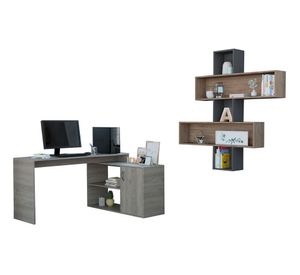 Escritorio 1 puerta Office 8 ceniza + repisa Wall 2B miel/plomo TuHome