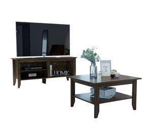 Rack TV 65'' + mesa de centro Essential coñac 1 TuHome