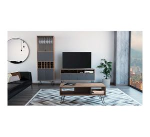 Rack + bar alto + mesa de centro Vassel miel/plomo TuHome