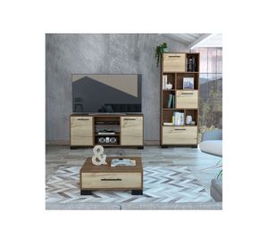 Rack TV 50'' + biblioteca + mesa de centro Marsella gales/duna TuHome