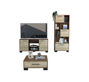 Rack TV 50'' + biblioteca + mesa de centro Marsella gales/duna TuHome