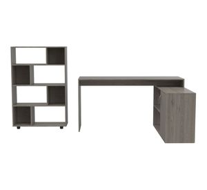 Set escritorio + biblioteca Office 8 ceniza TuHome