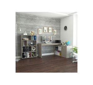 Set escritorio + biblioteca Office 8 ceniza TuHome