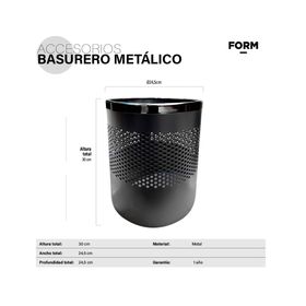 Basurero metálico gris claro 3 litros Form Office