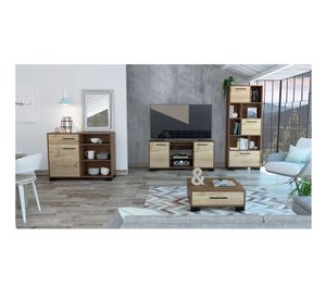 Rack TV 50'' + biblioteca + buffet + mesa de centro Marsella gales/duna TuHome