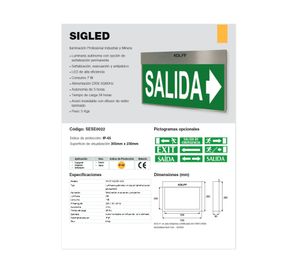 Luz de emergencia Sigled una cara 7W Kolff