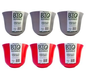 Set 6 maceteros Bio Curvo gris/púrpura 13x16.5x16.5 cm