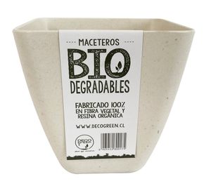Macetero Biodegradable Bamboo cuadrado blanco 13.3x13.3x12.4 cm