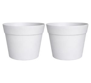 Set 2 maceteros Bio Bamboo Clásico blanco 17x25 cm
