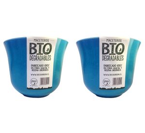 Set 2 maceteros Bio Curvo turquesa 13x16.5x16.5 cm