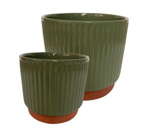 Macetero S 14x12x12 cm Terracota Enlozado verde Decogreen