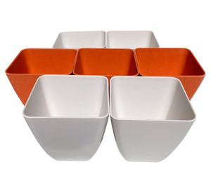 Set 7 maceteros Bio Cuadrado blanco/naranjo 12.4x13.3x13.3 cm
