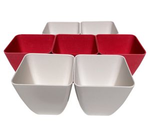 Set 7 maceteros Bio Cuadrado blanco/coral 12.4x13.3x13.3 cm