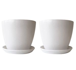 Set 2 maceteros con plato Biodegradable Bamboo Actual blanco