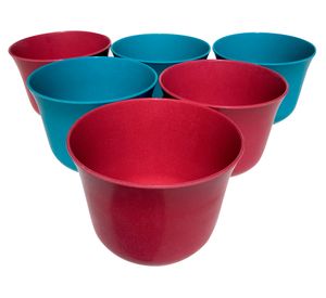 Set 6 maceteros Bio Curvo púrpura/turquesa 13x16.5x16.5 cm